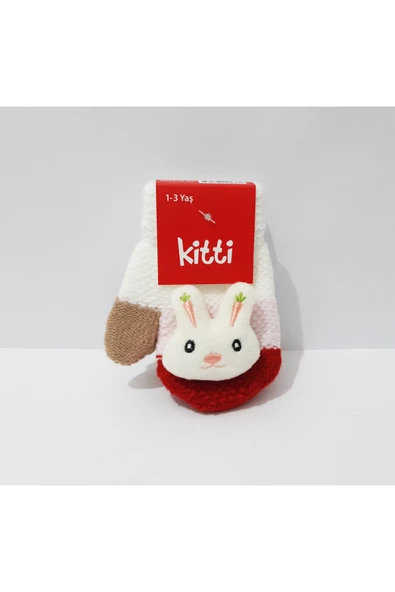 renkli çiçekler Çocuk Eldiven 1-3 Yaş Kız Çocuk Eldiveni Figürlü Örme Eldiven - Resim 4