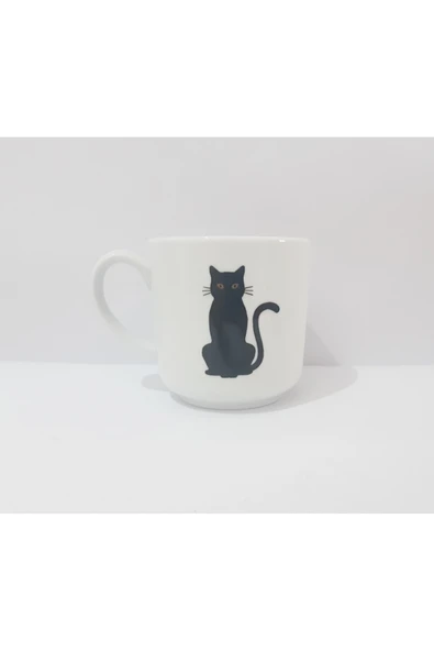 Güral Porselen 350 ML Çay Kahve Su Kupası Kedi Desenli Porselen Kupa - Resim 2