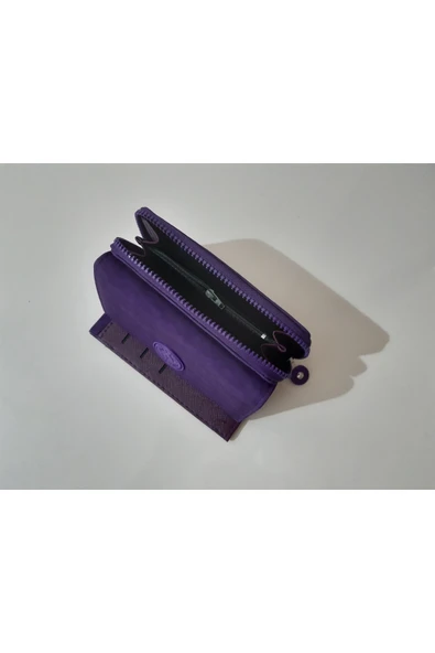 renkli çiçekler Kadın Cüzdan Kullanışlı Mor Renk Kadın Cüzdanı 17x10x4 Cm - Resim 3