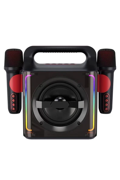 EXENAR 2 Mikrofonlu Karaoke Hoparlör Seti 15W Kablosuz Taşınabilir Bluetooth Çift Mikrofon Speaker 3000mAh ürün görseli