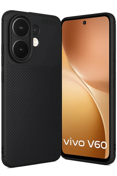 Vivo V60 5G Kılıf Auto Focus Karbon Görünümlü Silikon Kapak