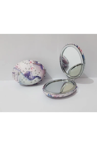 renkli çiçekler Desenli Oval Metal Ayna - Resim 2