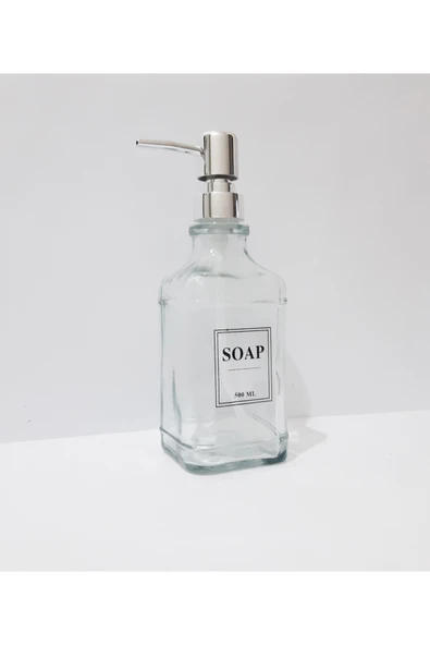 renkli çiçekler 500 ML Kare Cam Sıvı Sabunluk