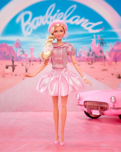 Barbie The Movie Pembe Bereli Barbie Bebek JBJ53 - 2