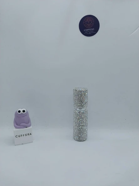 Parıldayan Elmas İşlemeli Mini Doldurulabilir Parfüm Şişesi 10 ML (Gümüş) - 2