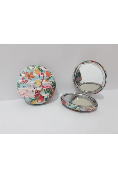 renkli çiçekler Desenli Yuvarlak Metal Çanta Ayna Kadın Çanta Aynası