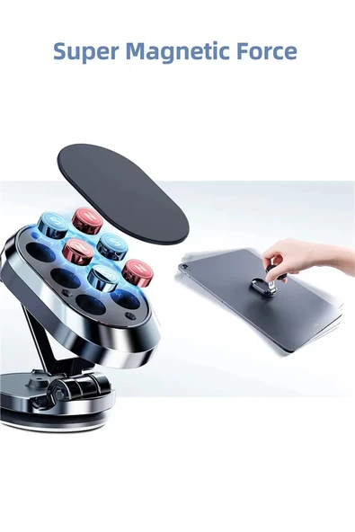 EXENAR 360 Katlanır Manyetik Araç Telefon Tutacağı Mıknatıslı Telefon Tutucu - Resim 6