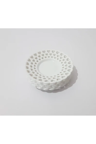 renkli çiçekler 6 Adet Çay Tabak Kalp Desenli Melamin Çay Tabağı - Resim 4