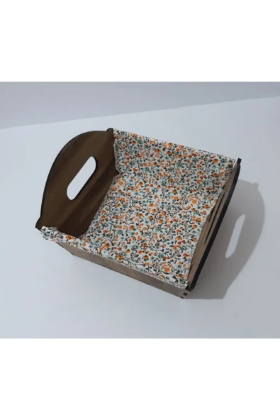 renkli çiçekler Ahşap Kare Ekmeklik - 3