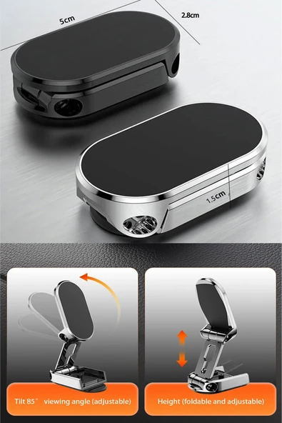 EXENAR 360 Katlanır Manyetik Araç Telefon Tutacağı Mıknatıslı Telefon Tutucu - Resim 4