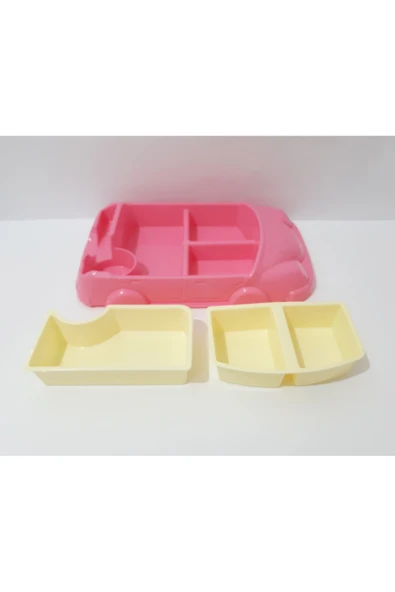 renkli çiçekler Çocuk İçin Araba Modelli Mama Tabağı 30x18 CM  Kahvaltı ve Yemek Tabağı Çocuklar İçin Tabldot Tepsi - Resim 5