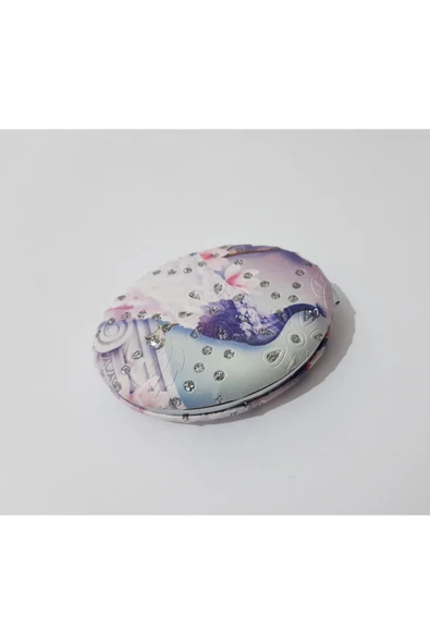 renkli çiçekler Desenli Oval Metal Ayna - Resim 4