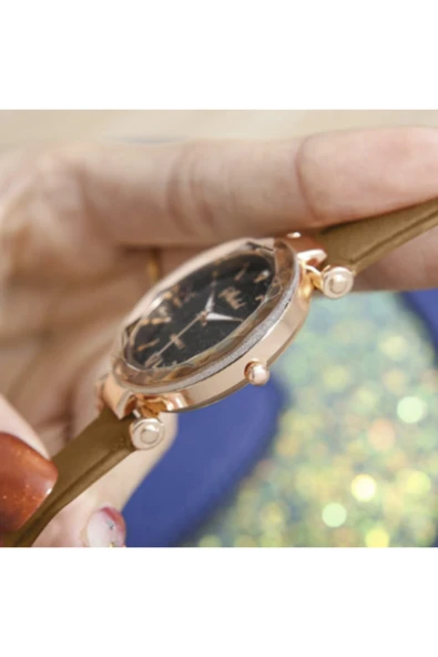 renkli çiçekler Kadın Saat Moda Deri Bant Kol Saati Yıldızlı Gökyüzü Kuvars Kadın Saati - 3