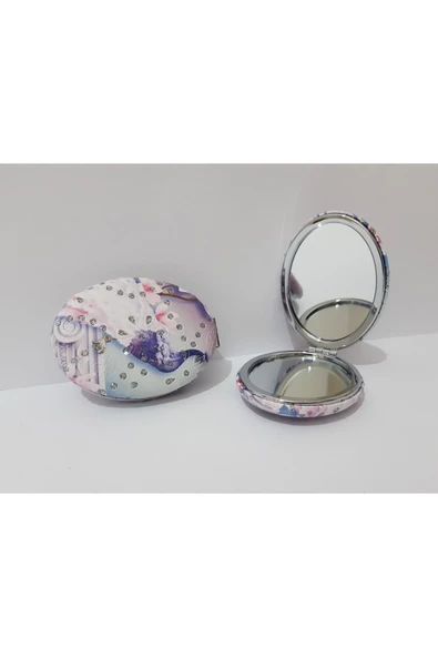 renkli çiçekler Desenli Oval Metal Ayna ürün görseli 1