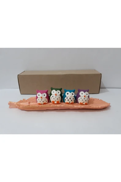 renkli çiçekler Biblo Yaprak Üstü Seramik Dekoratif Obje Süs - 3