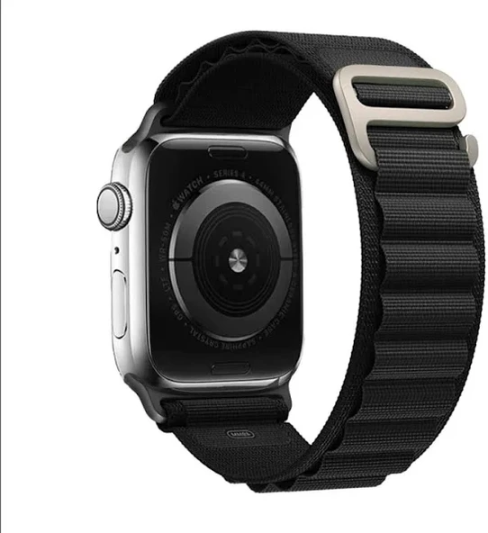 Apple Watch 42/44/45/46/49mm ile uyumlu Kordon Alpine Loop Band 2/3/4/5/6/se/7/8/9/10/ultra Siyah
