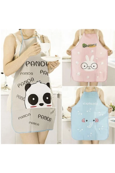 renkli çiçekler Mutfak Kadın Önlük Barbekü Ev Karikatür Önlük Kolsuz Su Geçirmez Anti Yağ Önlükleri Yeni - 2