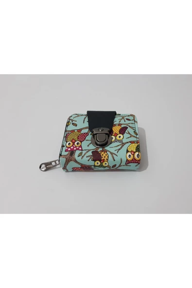renkli çiçekler Cüzdan Baykuş Desenli Mini Cüzdan Kadın Cüzdanı 11x9 ürün görseli