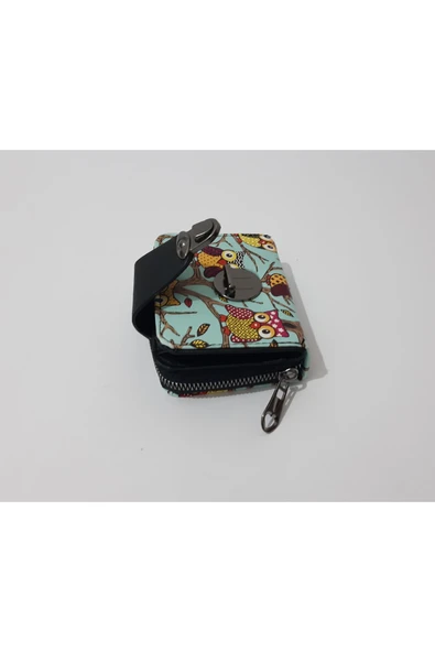 renkli çiçekler Cüzdan Baykuş Desenli Mini Cüzdan Kadın Cüzdanı 11x9 - Resim 3