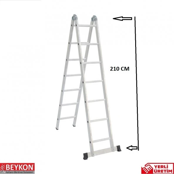 7''7 BASAMAKLI TEK KIRMA  ALÜMİNYUM KATLANABİLİR MERDİVEN - Resim 2