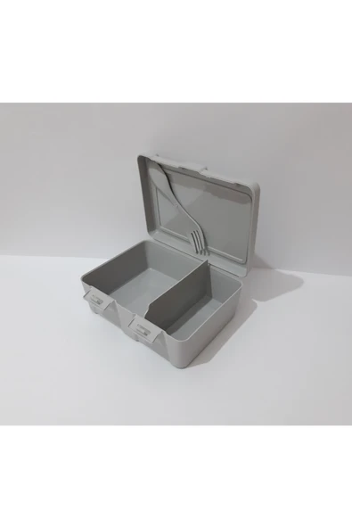 renkli çiçekler Beslenme Kutusu 2 Bölmeli Çatal Kaşıklı Okul Beslenme Kabı - 3