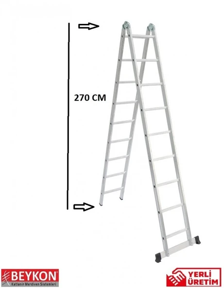 9'''9 BASAMAKLI TEK KIRMA  ALÜMİNYUM KATLANABİLİR MERDİVEN ürün görseli