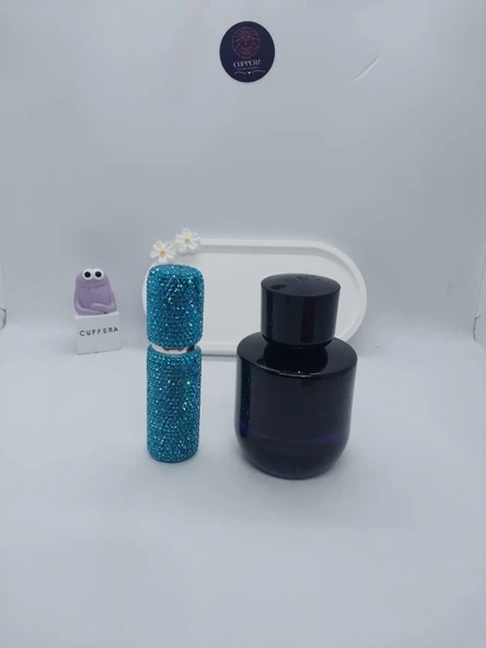 Parıldayan Elmas İşlemeli Mini Doldurulabilir Parfüm Şişesi 10 ML (Mavi) - 5