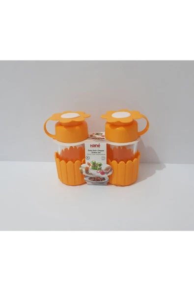 renkli çiçekler Tuzluk Baharatlık Seti 2 Li Plastik Kapaklı Cam Set ürün görseli 1