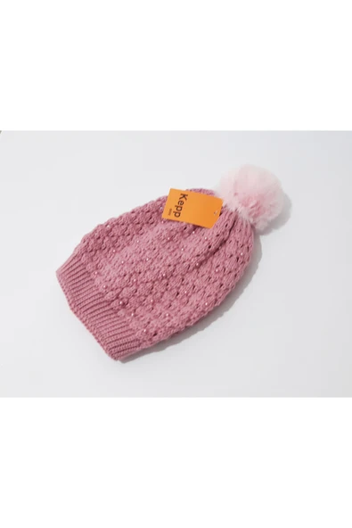 renkli çiçekler Kadın Bere Pembe Renk Tilki Bere - Resim 3