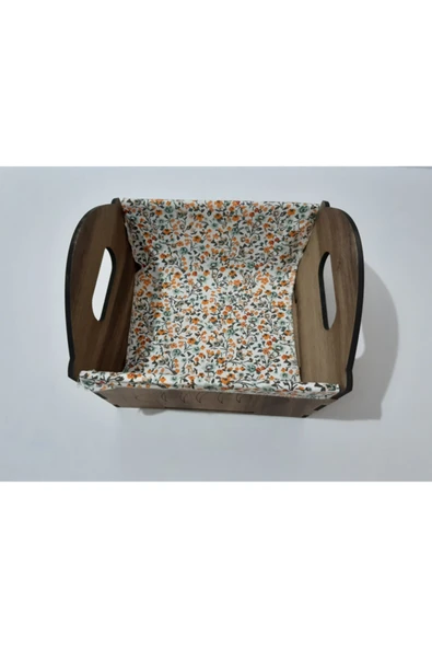 renkli çiçekler Ahşap Kare Ekmeklik - 2