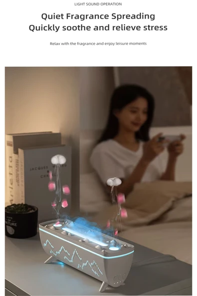 EXENAR Hava Nemlendirici ve Yağ Difüzörü - Aromaterapi Makinesi - 3 Renk Led Işık - Resim 3