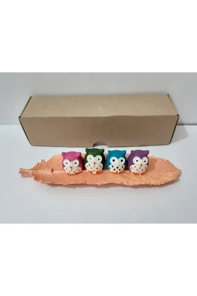 renkli çiçekler Biblo Yaprak Üstü Seramik Dekoratif Obje Süs - 4