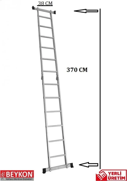 6''6 BASAMAKLI TEK KIRMA  ALÜMİNYUM KATLANABİLİR MERDİVEN - Resim 2