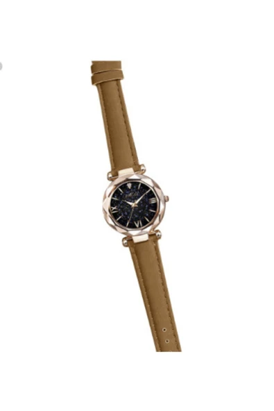 renkli çiçekler Kadın Saat Moda Deri Bant Kol Saati Yıldızlı Gökyüzü Kuvars Kadın Saati - 4