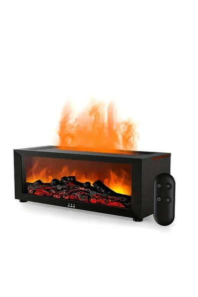 EXENAR Şömine Görünümlü Alev Efektli Hava Nemlendirici 3D Alev Aroma Difüzörü Aroma Terapi Buhar Makinesi - Resim 2