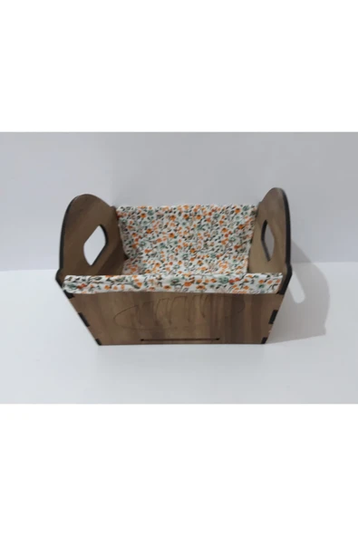 renkli çiçekler Ahşap Kare Ekmeklik - 4