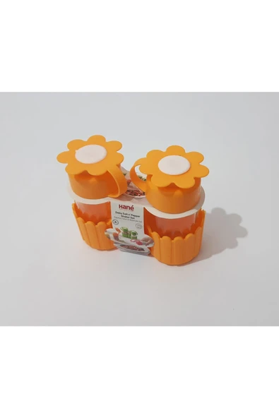 renkli çiçekler Tuzluk Baharatlık Seti 2 Li Plastik Kapaklı Cam Set - Resim 6