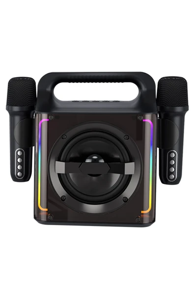 EXENAR 2 Mikrofonlu Karaoke Hoparlör Seti 15W Kablosuz Taşınabilir Bluetooth Çift Mikrofon Speaker 3000mAh ürün görseli