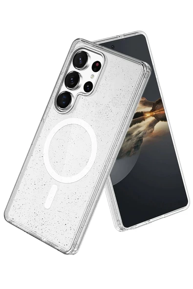 Samsung İle Uyumlu Galaxy S25 Ultra Kılıf Glow Mgsafe Simli Silikon Kapak