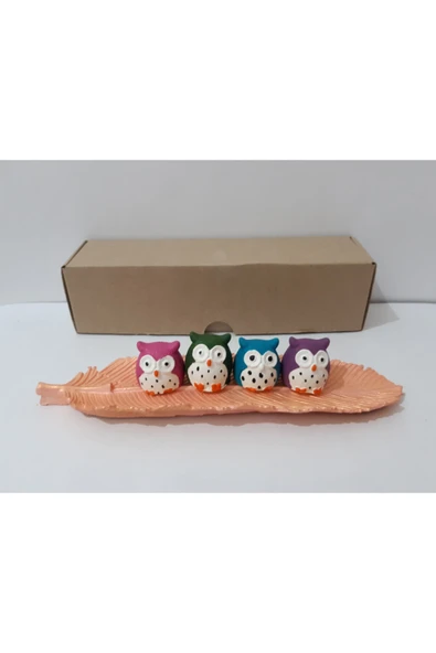 renkli çiçekler Biblo Yaprak Üstü Seramik Dekoratif Obje Süs