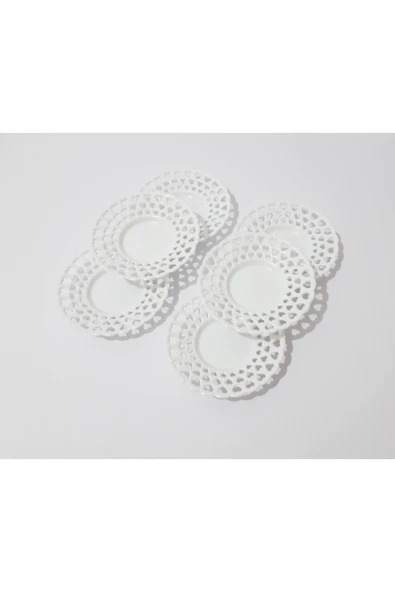 renkli çiçekler 6 Adet Çay Tabak Kalp Desenli Melamin Çay Tabağı - Resim 2