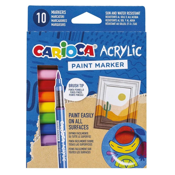 Carioca Akrilik Paint Marker Su Bazlı Fırça Uçlu 10lu 45281 ürün görseli