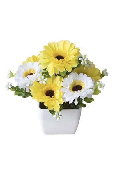 renkli çiçekler Yapay Çiçek Sarı Ve Beyaz Renkler Ev Dekorasyon Çiçek - 3