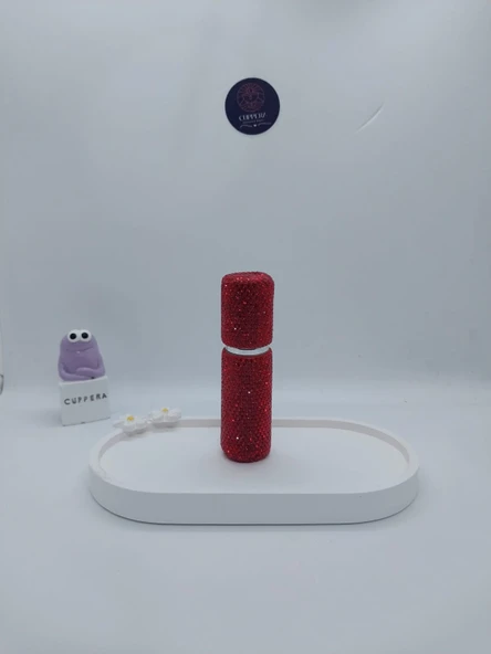 Parıldayan Elmas İşlemeli Mini Doldurulabilir Parfüm Şişesi 10 ML (Kırmızı) - 2