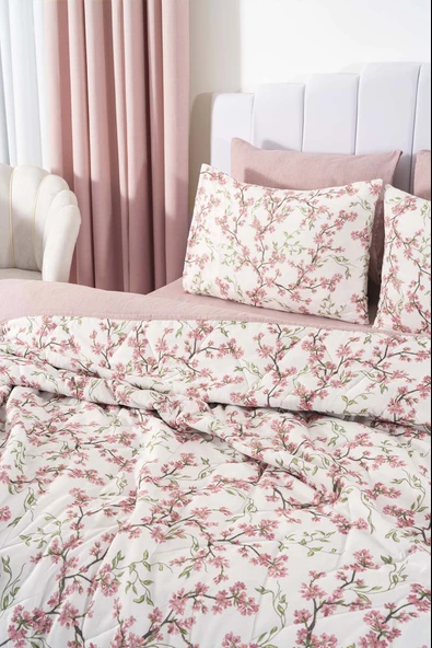 Sakura Çift Kişilik Nevresimli Pike Takımı - 7 Parça Çeyiz Seti - Resim 3