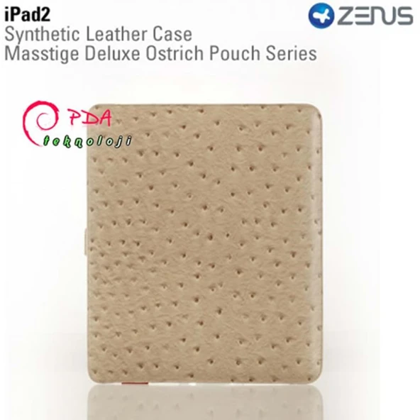 Apple iPad 2 ZENUS Marka Çekmeli Deri Kılıf - Krem Renk ürün görseli 1