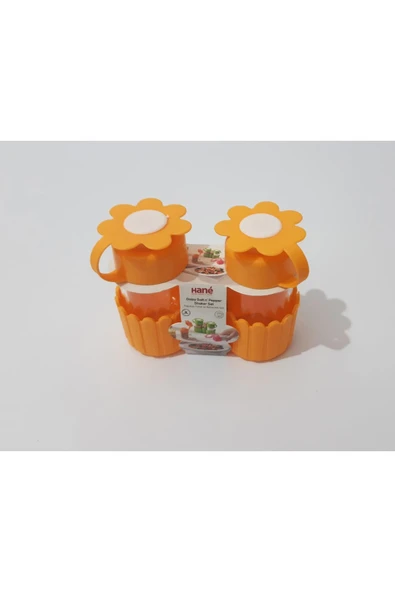 renkli çiçekler Tuzluk Baharatlık Seti 2 Li Plastik Kapaklı Cam Set - Resim 7
