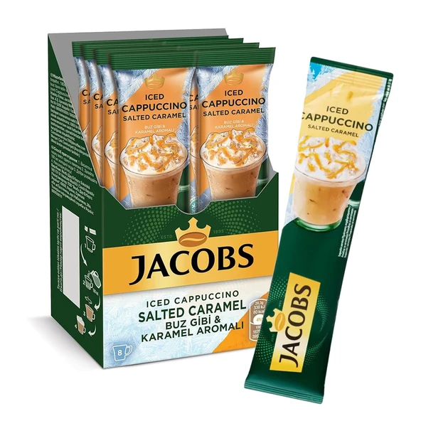 Jacobs Iced Cappuccino Salted Caramel 20.3 gr 8 li Kutu x 2 Adet - Resim 2