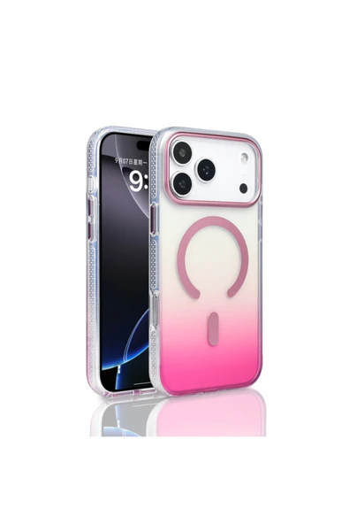 Apple iPhone 17 Pro Kılıf Mgsafe Şarj Özellikli Transparan Renk Geçişli Toros Kapak