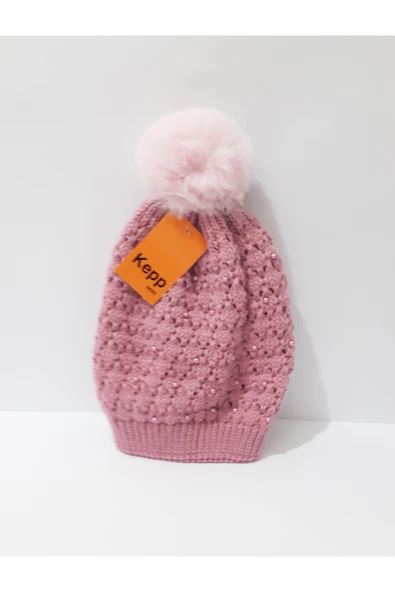 renkli çiçekler Kadın Bere Pembe Renk Tilki Bere - Resim 2